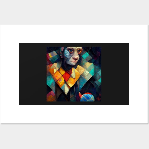 Victor - Colorful Cubic Multidimensional Monkey Wall Art by JediNeil